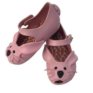 Mini Melissa Pink Bunny Rabbit Jelly Maryjane Shoes 6